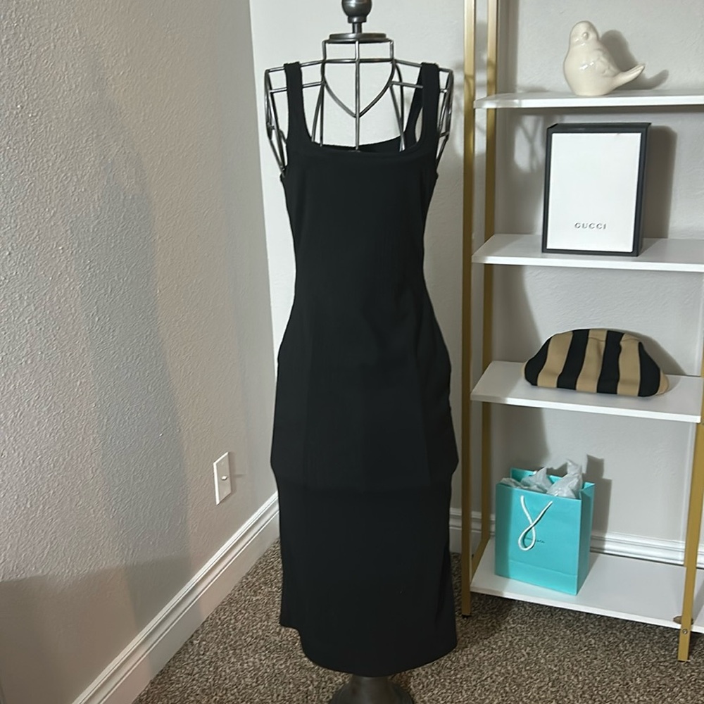 Medium brand new with tag black ribbed tank top dress with slit
